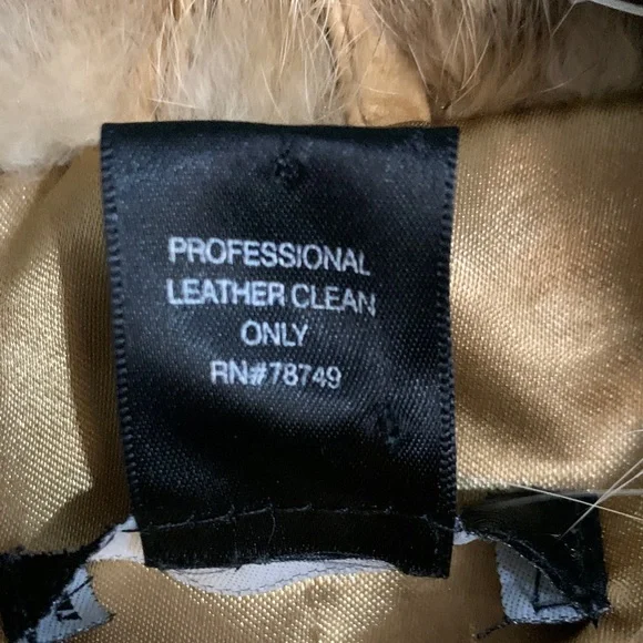 Vintage Arden B | Y2K Penny Lane Tan Leather Coat Fur Collar Embroidered | Sz S - Picture 7 of 13
